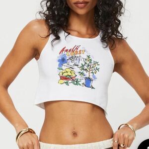 Princess Polly AMALFI VACAY GRAPHIC TANK WHITE